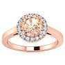 1 Carat Round Shape Morganite and Halo Diamond Ring In 14 Karat Rose Gold Image-1