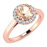 1 Carat Round Shape Morganite and Halo Diamond Ring In 14 Karat Rose Gold Image-2