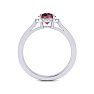 1 Carat Round Shape Ruby and Halo Diamond Ring In 14 Karat White Gold Image-3