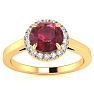 1 Carat Round Shape Ruby and Halo Diamond Ring In 14 Karat Yellow Gold Image-1