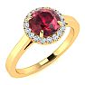 1 Carat Round Shape Ruby and Halo Diamond Ring In 14 Karat Yellow Gold Image-2