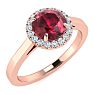 1 Carat Round Shape Ruby and Halo Diamond Ring In 14 Karat Rose Gold Image-2