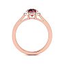 1 Carat Round Shape Ruby and Halo Diamond Ring In 14 Karat Rose Gold Image-3