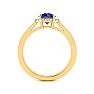 1 Carat Round Shape Sapphire and Halo Diamond Ring In 14 Karat Yellow Gold Image-3