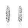 Delicately Embellished Diamond Hoop Earrings, Silver Overlay, 3/4 Inch Image-2