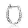Delicately Embellished Diamond Hoop Earrings, Silver Overlay, 3/4 Inch Image-3