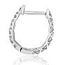 Delicately Embellished Diamond Hoop Earrings, Silver Overlay, 3/4 Inch Image-4