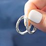 Delicately Embellished Diamond Hoop Earrings, Silver Overlay, 3/4 Inch Image-7