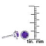 1 Carat Round Shape Amethyst and Halo Diamond Earrings In 14 Karat White Gold Image-3