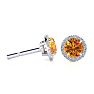 1 Carat Round Shape Citrine and Halo Diamond Earrings In 14 Karat White Gold Image-1