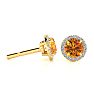 1 Carat Round Shape Citrine and Halo Diamond Earrings In 14 Karat Yellow Gold Image-1
