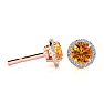 1 Carat Round Shape Citrine and Halo Diamond Earrings In 14 Karat Rose Gold Image-1
