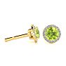 1 1/4 Carat Round Shape Peridot and Halo Diamond Earrings In 14 Karat Yellow Gold