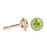 1 1/4 Carat Round Shape Peridot and Halo Diamond Earrings In 14 Karat Rose Gold Image-1