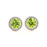 1 1/4 Carat Round Shape Peridot and Halo Diamond Earrings In 14 Karat Rose Gold Image-2