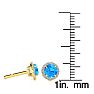1 1/4 Carat Round Shape Blue Topaz and Halo Diamond Earrings In 14 Karat Yellow Gold Image-3