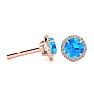 1 1/4 Carat Round Shape Blue Topaz and Halo Diamond Earrings In 14 Karat Rose Gold Image-1