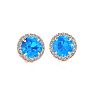 1 1/4 Carat Round Shape Blue Topaz and Halo Diamond Earrings In 14 Karat Rose Gold Image-2