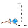 1 1/4 Carat Round Shape Blue Topaz and Halo Diamond Earrings In 14 Karat Rose Gold Image-3