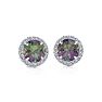 1 Carat Round Shape Mystic Topaz and Halo Diamond Earrings In 14 Karat White Gold Image-2