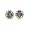 1 Carat Round Shape Mystic Topaz and Halo Diamond Earrings In 14 Karat Yellow Gold Image-2