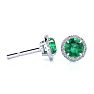 1 Carat Round Shape Emerald and Halo Diamond Earrings In 14 Karat White Gold Image-1