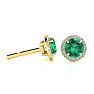1 Carat Round Shape Emerald and Halo Diamond Earrings In 14 Karat Yellow Gold Image-1