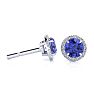 1 1/4 Carat Round Shape Tanzanite and Halo Diamond Earrings In 14 Karat White Gold Image-1