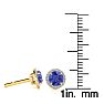 1 1/4 Carat Round Shape Tanzanite and Halo Diamond Earrings In 14 Karat Yellow Gold Image-3
