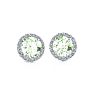 1 Carat Round Shape Green Amethyst and Halo Diamond Earrings In 14 Karat White Gold Image-2