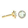 1 Carat Round Shape Green Amethyst and Halo Diamond Earrings In 14 Karat Yellow Gold Image-1