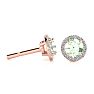 1 Carat Round Shape Green Amethyst and Halo Diamond Earrings In 14 Karat Rose Gold Image-1