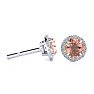 1 Carat Round Shape Morganite Earrings and Diamond Halo In 14 Karat White Gold Image-1