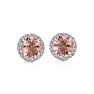 1 Carat Round Shape Morganite Earrings and Diamond Halo In 14 Karat White Gold Image-2