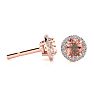 1 Carat Round Shape Morganite Earrings and Diamond Halo In 14 Karat Rose Gold Image-1
