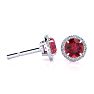 1 1/3 Carat Round Shape Ruby and Halo Diamond Earrings In 14 Karat White Gold Image-1