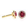 1 1/3 Carat Round Shape Ruby and Halo Diamond Earrings In 14 Karat Yellow Gold Image-1