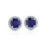 1 1/3 Carat Round Shape Sapphire and Halo Diamond Earrings In 14 Karat White Gold Image-2
