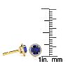 1 1/3 Carat Round Shape Sapphire and Halo Diamond Earrings In 14 Karat Yellow Gold Image-3