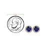 1 1/3 Carat Round Shape Sapphire and Halo Diamond Earrings In 14 Karat Yellow Gold Image-4