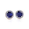 1 1/3 Carat Round Shape Sapphire and Halo Diamond Earrings In 14 Karat Rose Gold Image-2