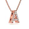 Letter A Diamond Initial Necklace In 14K Rose Gold With 13 Diamonds Image-2
