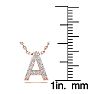 Letter A Diamond Initial Necklace In 14K Rose Gold With 13 Diamonds Image-4