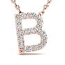 Letter B Diamond Initial Necklace In 14K Rose Gold With 13 Diamonds Image-1