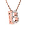 Letter B Diamond Initial Necklace In 14K Rose Gold With 13 Diamonds Image-2