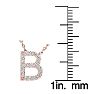 Letter B Diamond Initial Necklace In 14K Rose Gold With 13 Diamonds Image-4