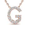 Letter G Diamond Initial Necklace In 14K Rose Gold With 13 Diamonds Image-1