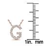 Letter G Diamond Initial Necklace In 14K Rose Gold With 13 Diamonds Image-4