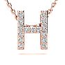 Letter H Diamond Initial Necklace In 14K Rose Gold With 13 Diamonds Image-1