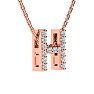 Letter H Diamond Initial Necklace In 14K Rose Gold With 13 Diamonds Image-2